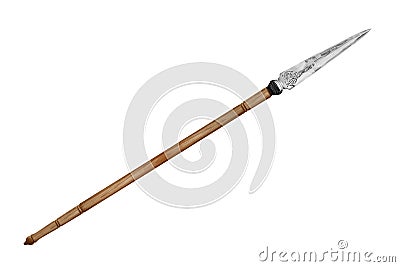 Ancient spear isolated on white background Stock Photo