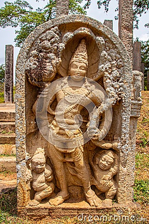 Ancient Sri Lankan Guard Stone Stock Photo