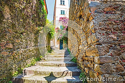 Ancient stairway in Cinque Terre Stock Photo