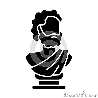 Ancient statue black glyph icon Vector Illustration