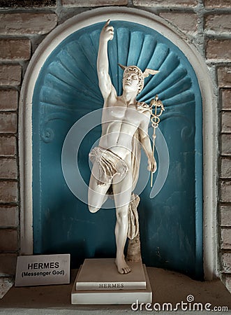 Ancient statue god of commerce Hermes - Mercury Stock Photo