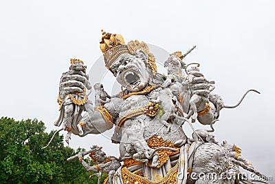 Ancient statue of Kumbhakarna in Bedugul botanical garden, Bali, Indonesia Stock Photo