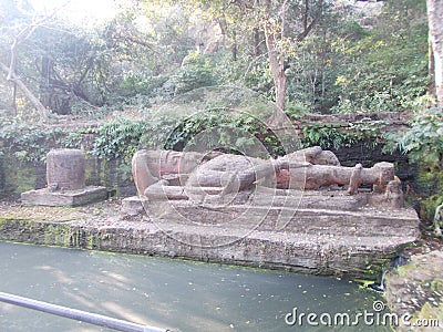 Ancient statue of lord Vishnu Stock Photo