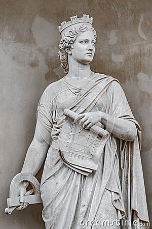 Ancient statue of sensual Italian renaissance era woman, Potsdam, Germany, details, closeup Stock Photo