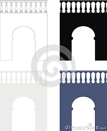 Ancient stone arch (bridge) with balustrade Vector Illustration