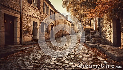 Ancient stone architecture, old fashioned and obsolete generated by AI Stock Photo