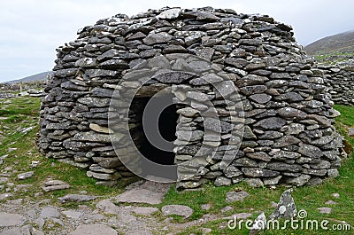 Ancient Stone Beehive Hut on Dingle Stock Photo