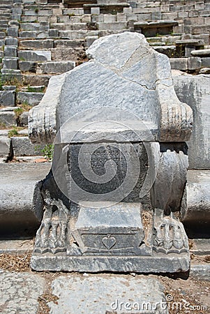 Ancient stone chair Stock Photo