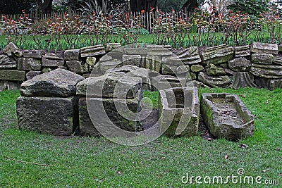 Ancient Stone Coffins Stock Photo