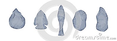 Ancient stone flint set in a different form vector Vector Illustration