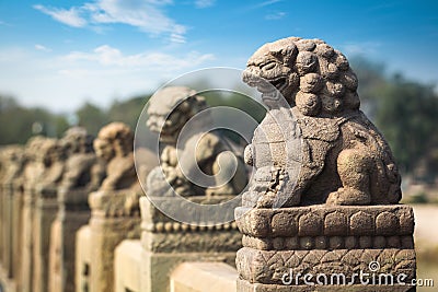 Ancient stone lion closeup Stock Photo