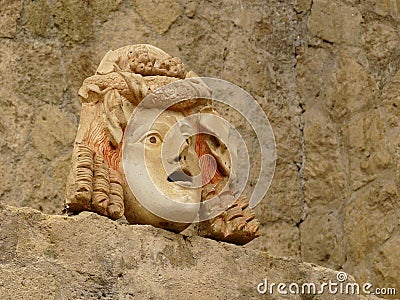 Ancient stone mask at Herculaneum, Italy Stock Photo