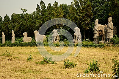 Ancient Stone Statues - Song Dynasty Tombs, Gongyi, Luoyang, China Stock Photo