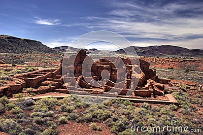 Ancient stone structure, Wupatki Pueblo Stock Photo