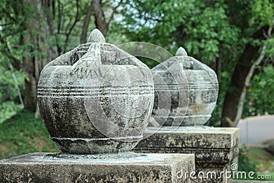 Ancient stone structures in sri lanka. Pun kalasa Stock Photo