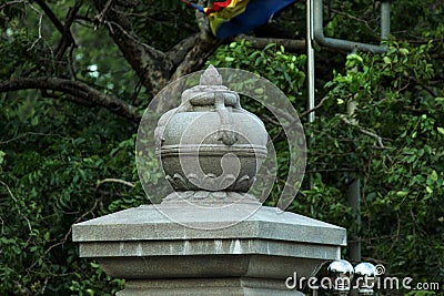 Ancient stone structures in sri lanka. Pun kalasa Stock Photo