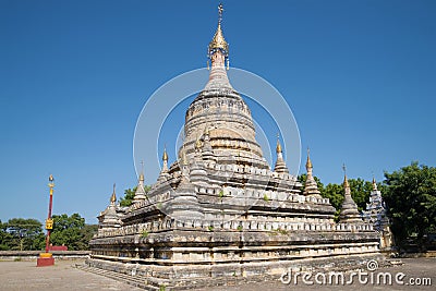 Ancient stupa of the Buddhist temple Hsu Taung Pyi closeup. Bagan, Myanmar Stock Photo