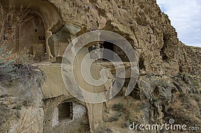 Ancient Surviving Frescoes In Walls Of Caves Of David Gareja Monastery Complex.Kakheti Region Stock Photo