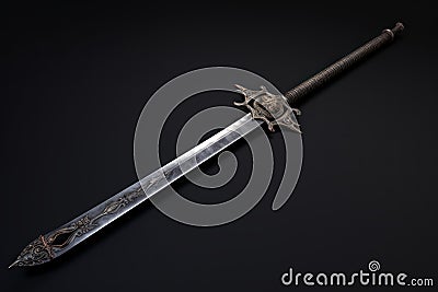 Ancient sword fantasy silver. Generate Ai Stock Photo