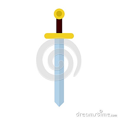 Ancient sword. Sharp blade with brown handle. A short blade Vector Illustration