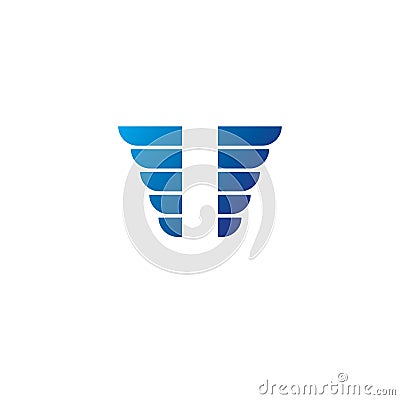 Ancient Symbolic blue Wings emblem. Heraldic vector design element. Vector Illustration