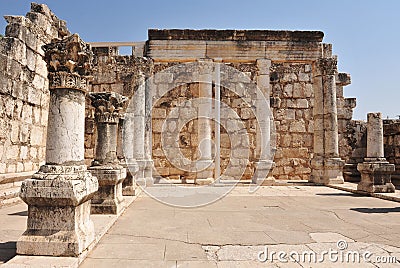 Ancient synagogue in Capernaum Stock Photo