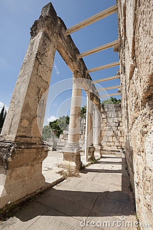 Ancient synagogue ruins Stock Photo