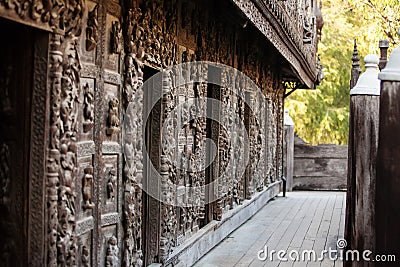 Ancient teak monastery of Shwenandaw Kyaung Stock Photo