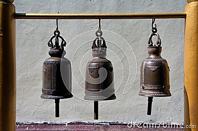 Ancient temple bells Stock Photo
