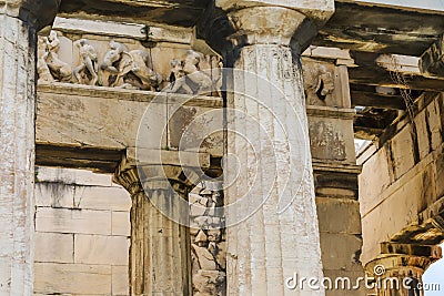 Ancient Temple Hephaestus Battle Centaurs Agora Athens Greece Stock Photo