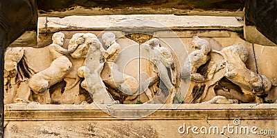 Ancient Temple Hephaestus Battle Centaurs Agora Athens Greece Stock Photo