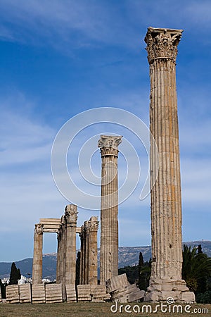 Ancient Temple of Olympian Zeus in Athens Greece Stock Photo