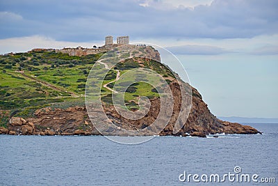 The Temple of Poseidon on Cape Sounion in Greece Stock Photo