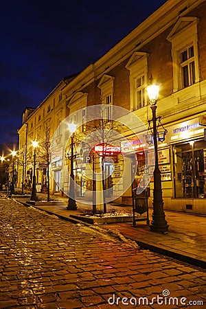 Ancient tenements in old town, Wieliczka, Poland. Editorial Stock Photo