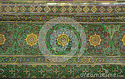 Ancient Thai pattern tiles, Green traditional thai pattern, Antique flower pattern. Design elements. Stock Photo