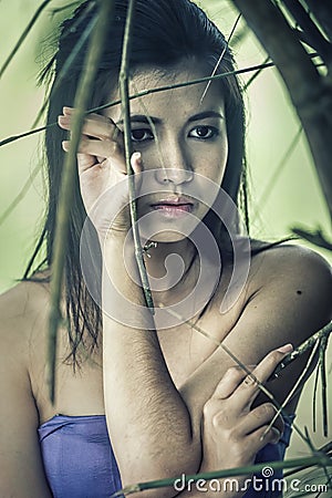 Ancient Thai Woman In Traditional Costume Of Thailand Stock Photo