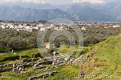 Ancient theater and city of Sparta, Greece Stock Photo