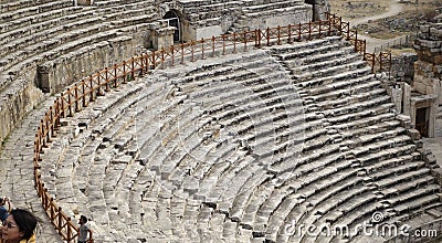 Ancient theater sitting area standing in perspective Stock Photo