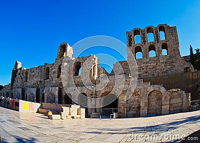 Ancient Theatre of Herodes Atticus, Athens, Greece Editorial Stock Photo