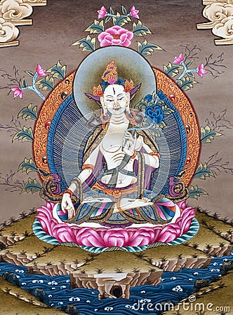 Ancient Tibetan tangka Stock Photo