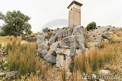 Ancient tombs in Xantos Stock Photo