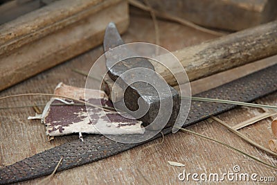 Ancient tools used by carpenters Stock Photo