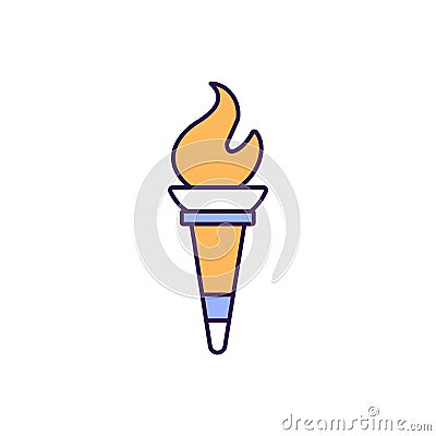 Ancient torch Outline with Colors Fill Vector Icon that can easily edit or modify. Vector Illustration