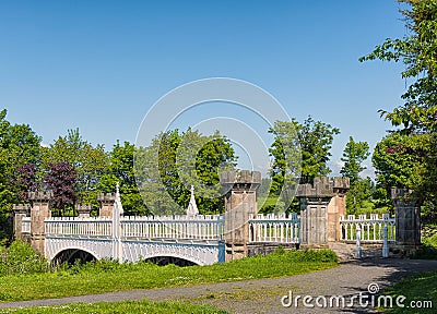 Ancient Tournament Bridge Eglinton Park Irvine Scotland. Stock Photo