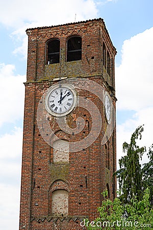 Ancient tower with iron mechanical clock Editorial Stock Photo