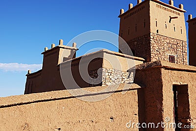 Ancient towers detail in Morocco, in the desert, in Africa Stock Photo