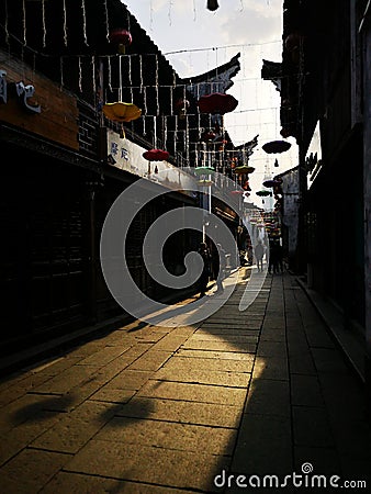 Ancient town being covered with sunset lighting Editorial Stock Photo