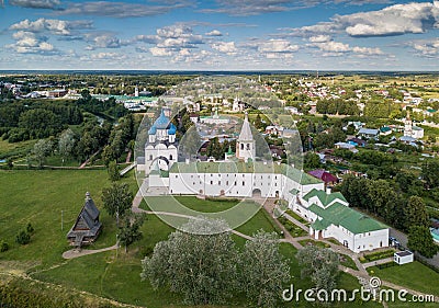 The ancient town of Suzdal. View from the bell tower of the Venerable. Gold ring of Russia. Vladimir region. Editorial Stock Photo