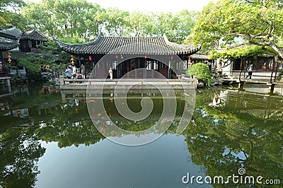 Chinese classical gardens in Tongli Ancient Town in Suzhou Editorial Stock Photo
