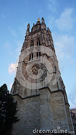 Ancient Traditional Gothic Castle Tower in France Stock Photo